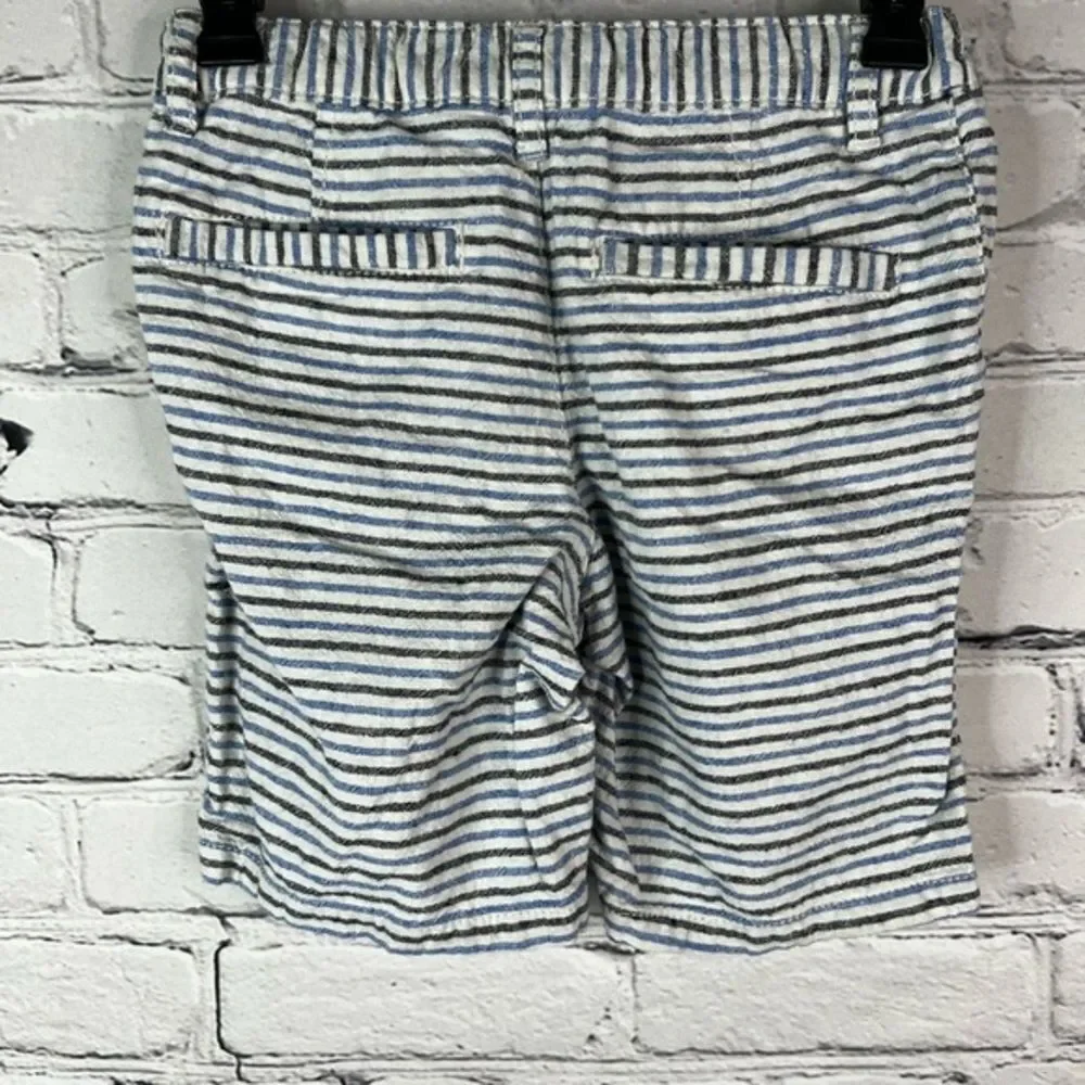 Children's place blue white striped linen cotton blend boy shorts 5t‎